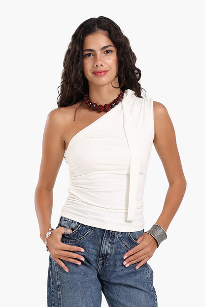 One Shoulder Ruched Top