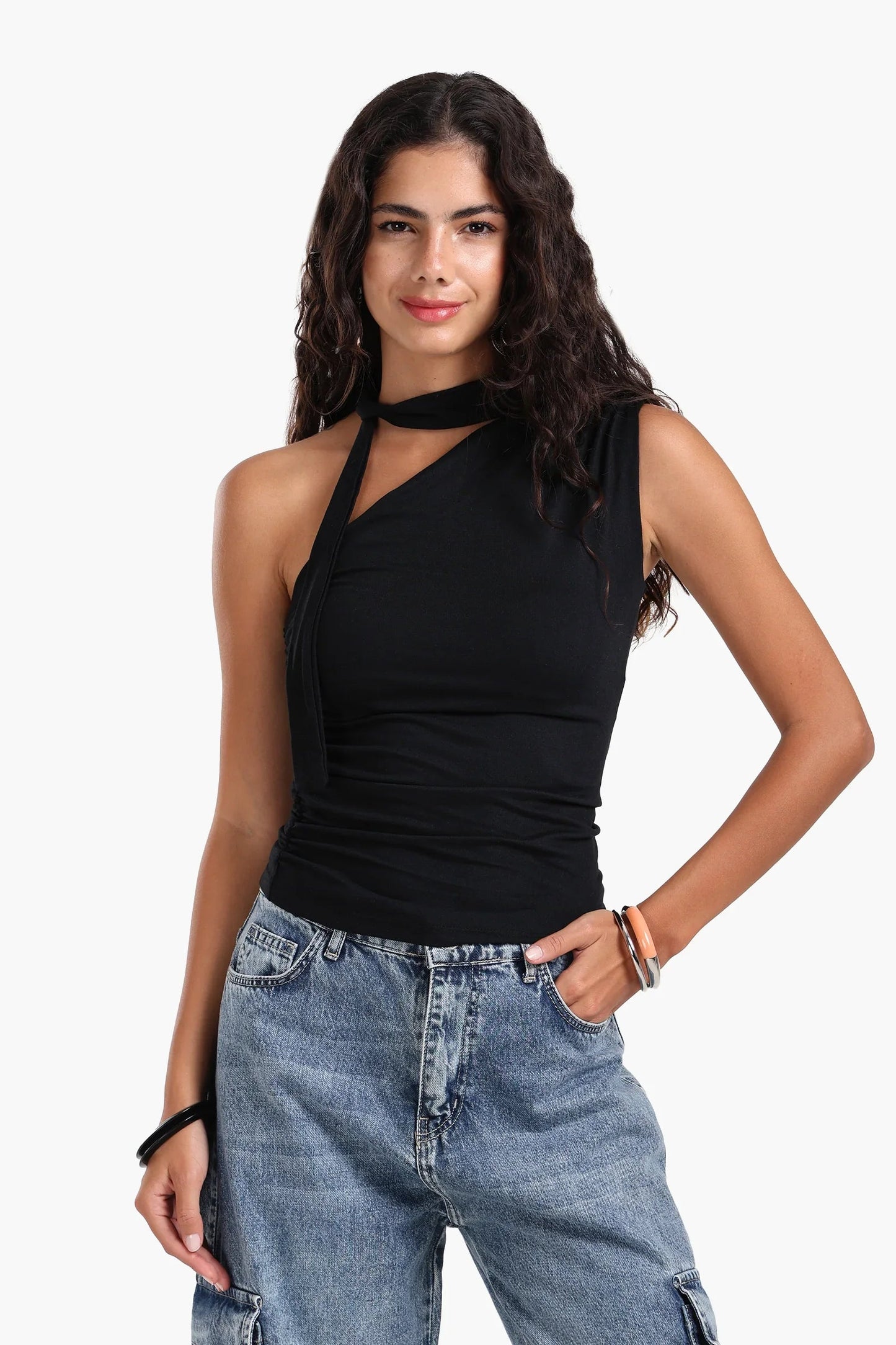 One Shoulder Ruched Top