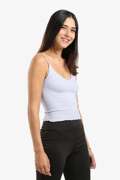 Plunge Ruffled Neck Top