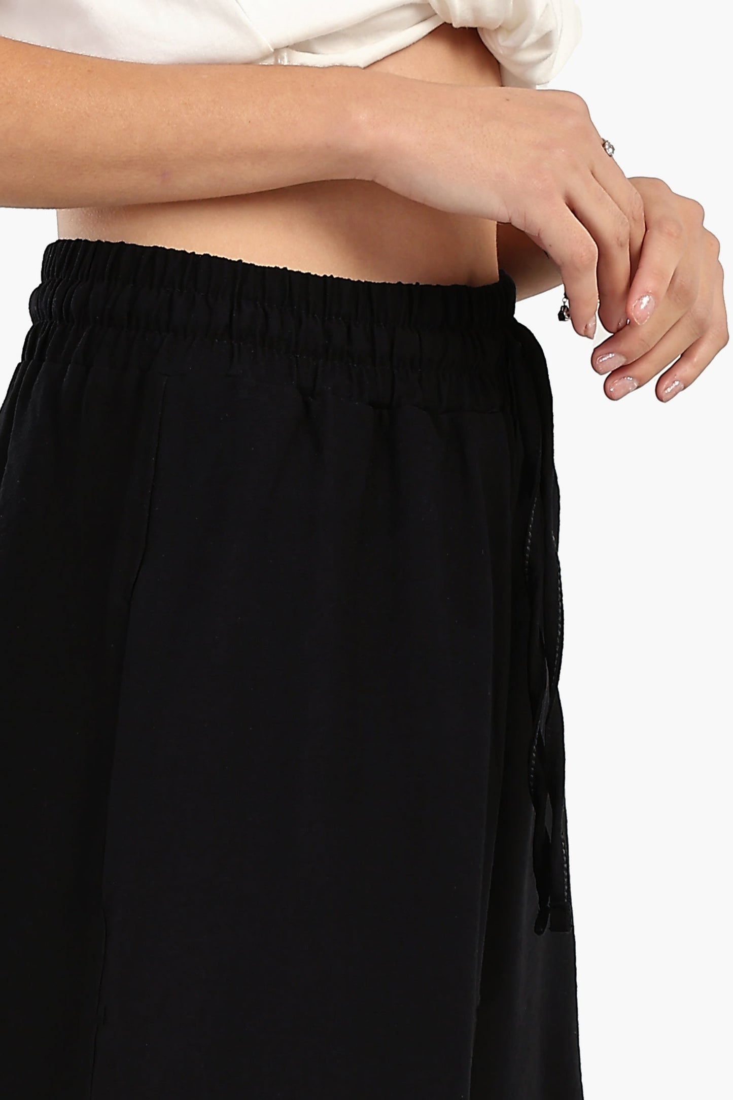 بنطلون كتان واسع الساق