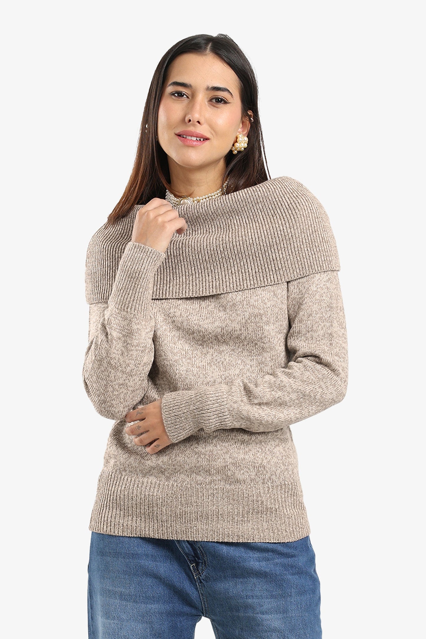 Off-Shoulder Ribbed Pullover