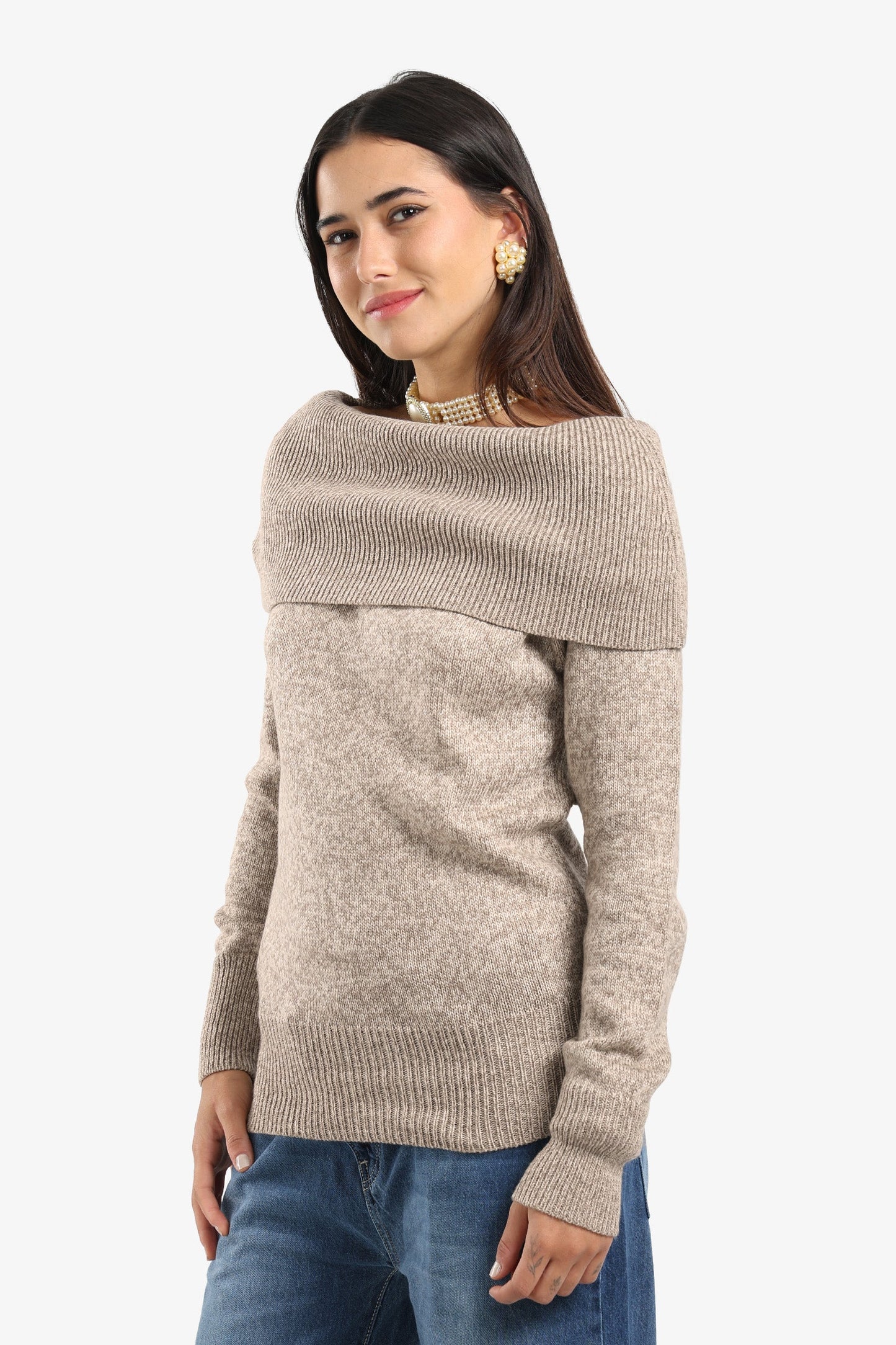 Off-Shoulder Ribbed Pullover