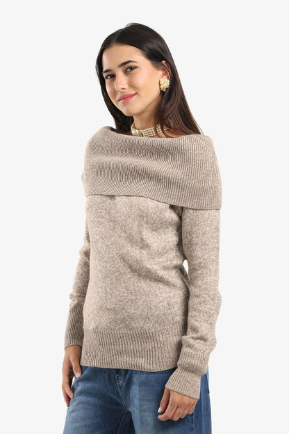 Off-Shoulder Ribbed Pullover