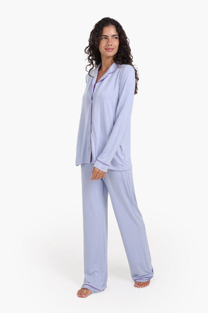 طقم بيجامة من الفيسكوز المتباين