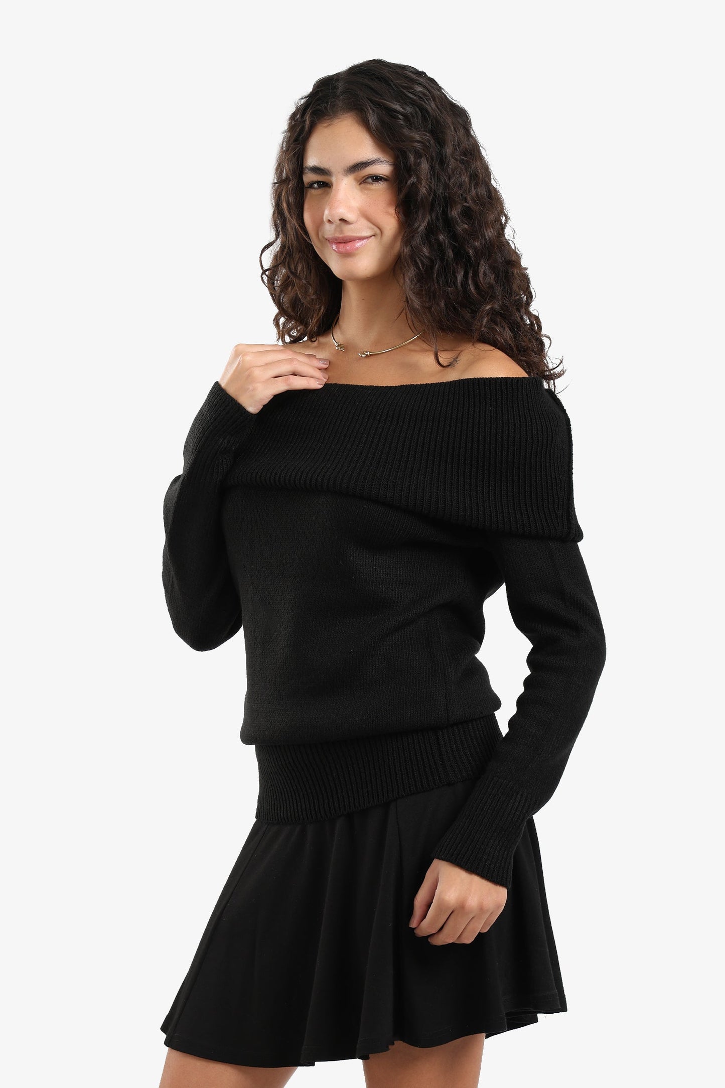 Off-Shoulder Ribbed Pullover