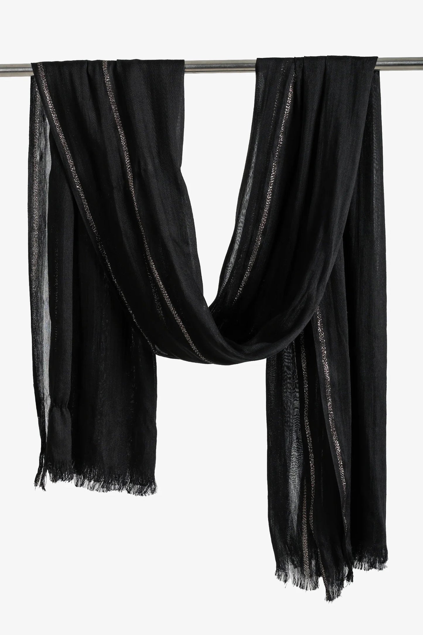 Black Glitter Stripe Scarf