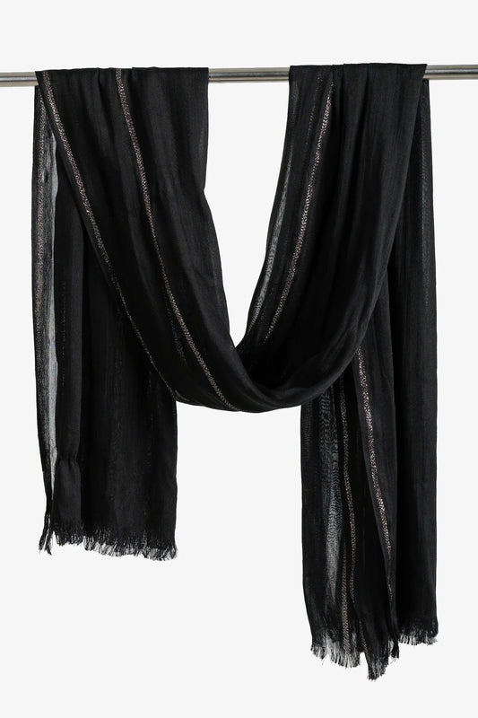 Black Glitter Stripe Scarf