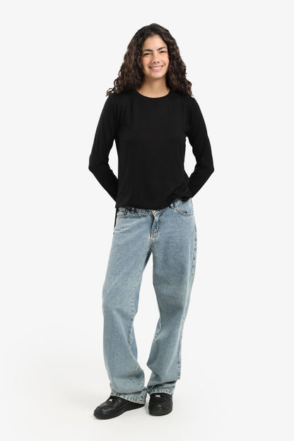 بلوزة بوبلين بأكمام طويلة