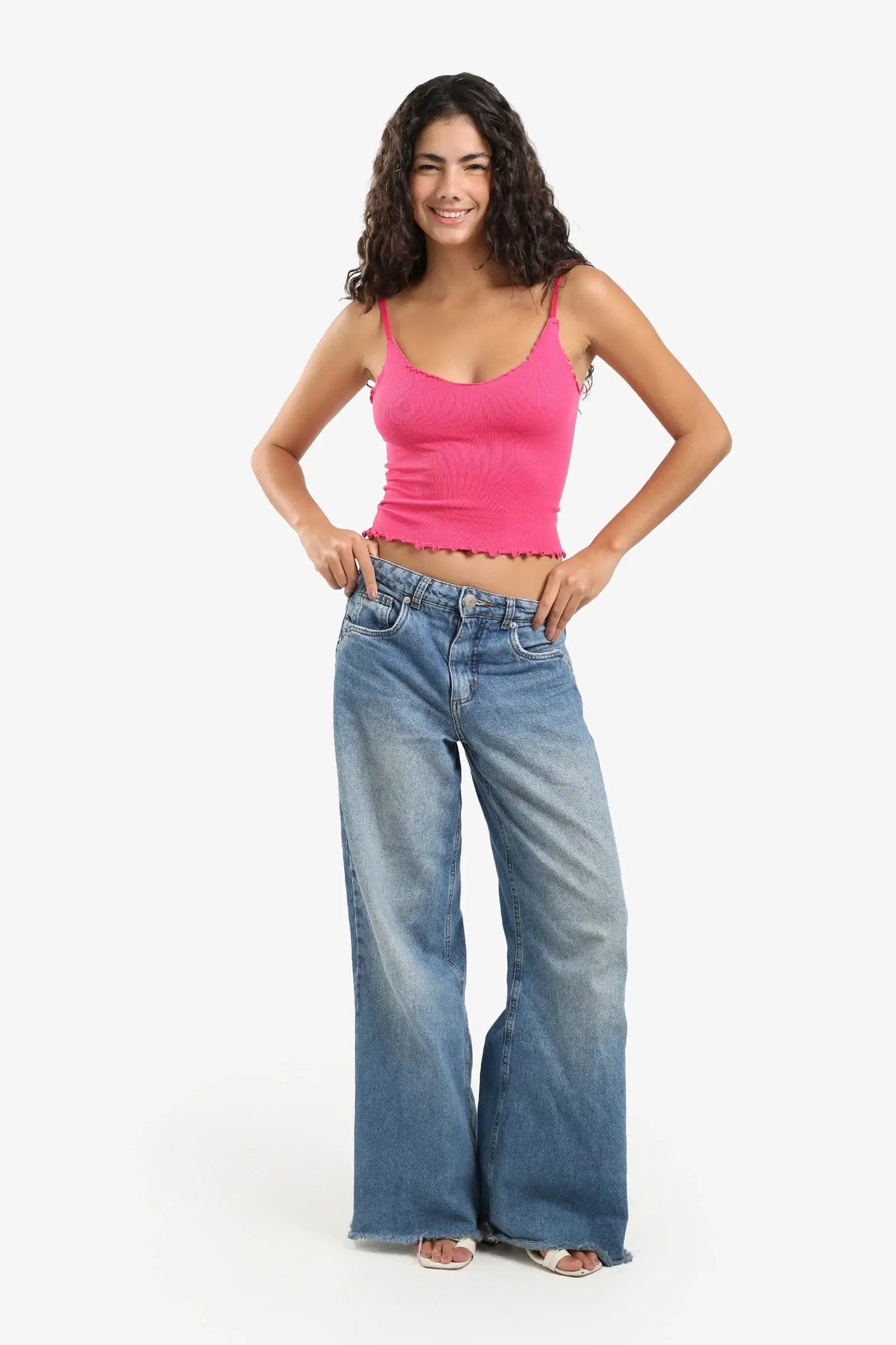 Plunge Ruffled Neck Top