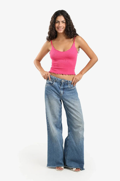 Plunge Ruffled Neck Top