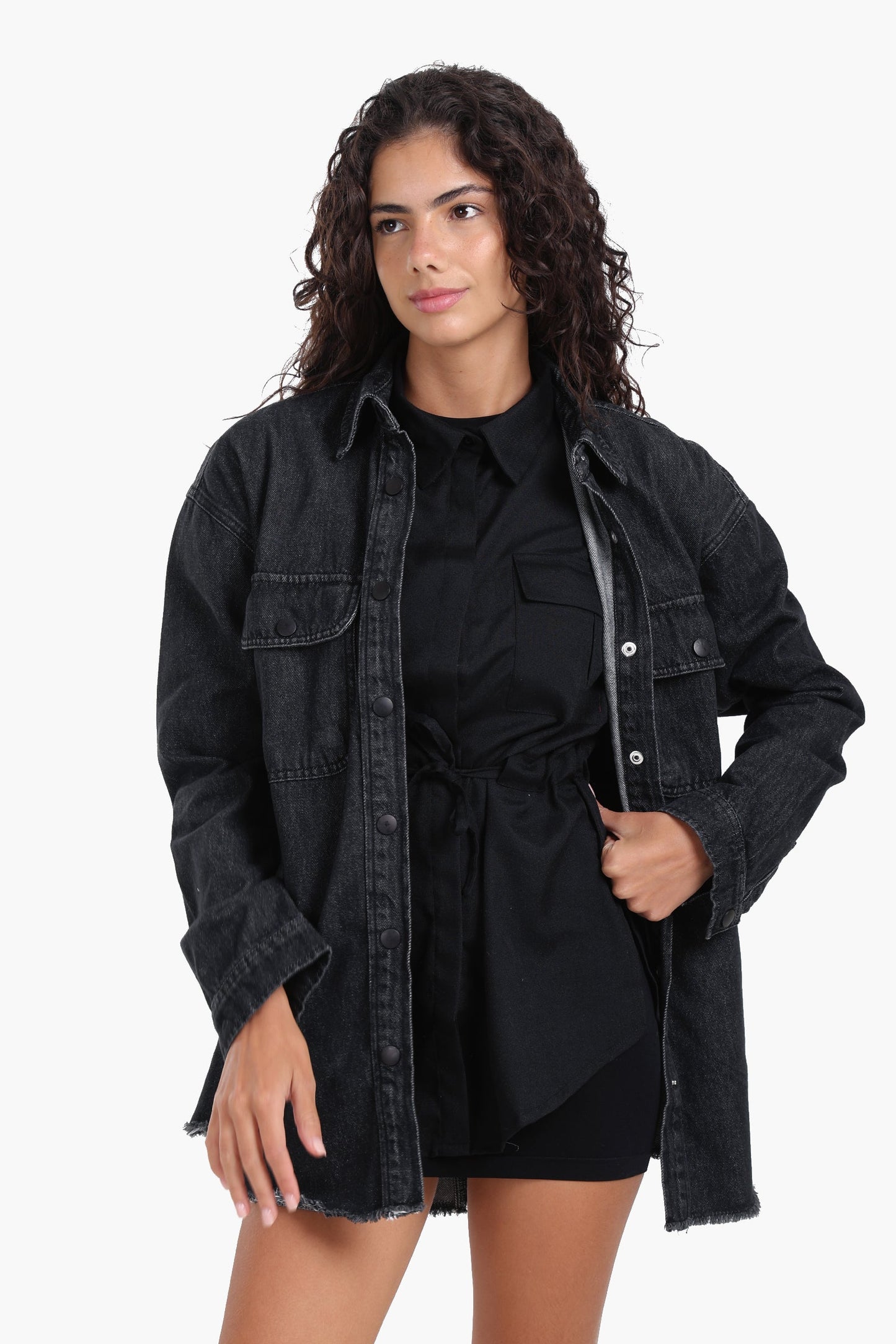 Black Shirt with Chest Pockets