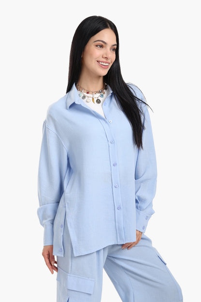 Lounge Shirt with Buttoned Slit
