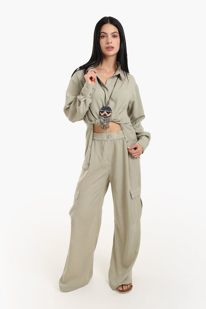 Lounge Shirt with Buttoned Slit