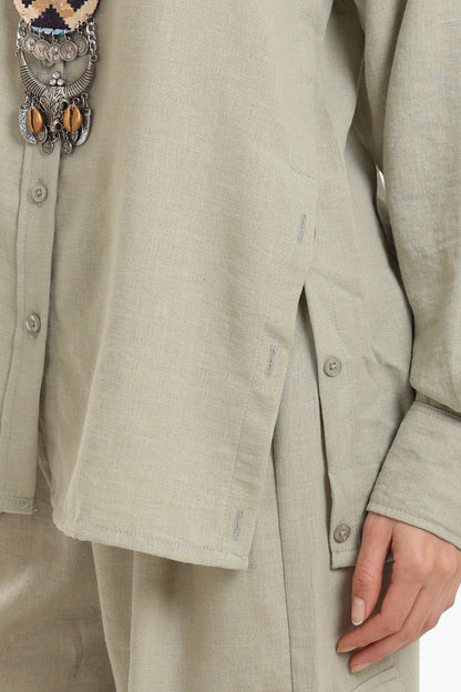 Lounge Shirt with Buttoned Slit