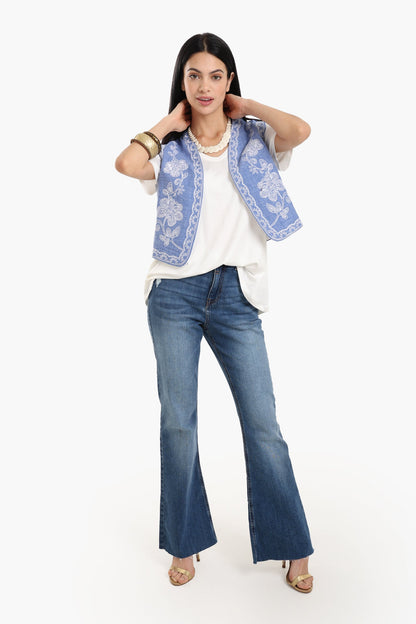 Printed Cropped Vest