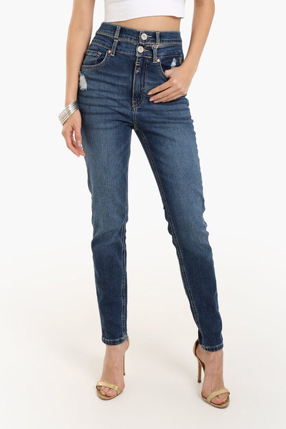 Double-Button Waist Skinny Jeans