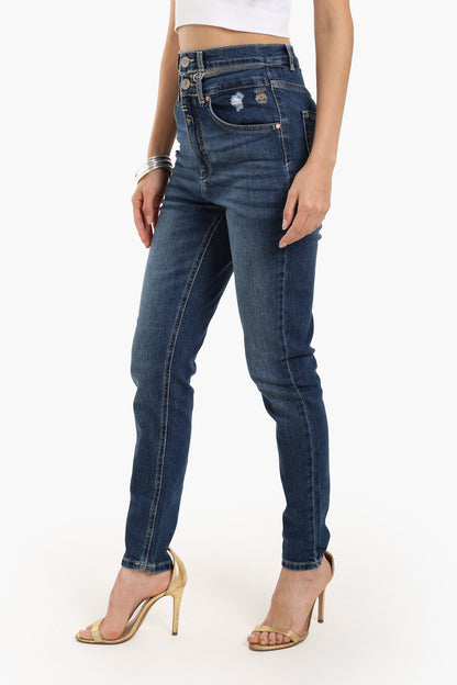 Double-Button Waist Skinny Jeans