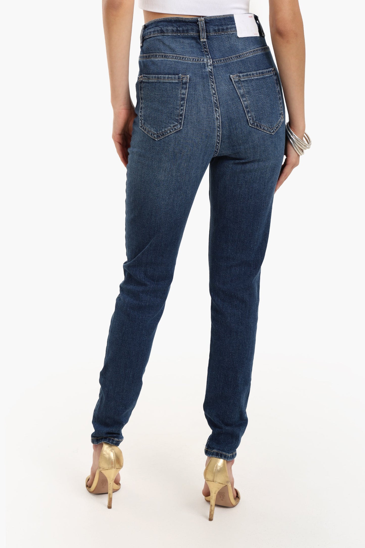 Double-Button Waist Skinny Jeans