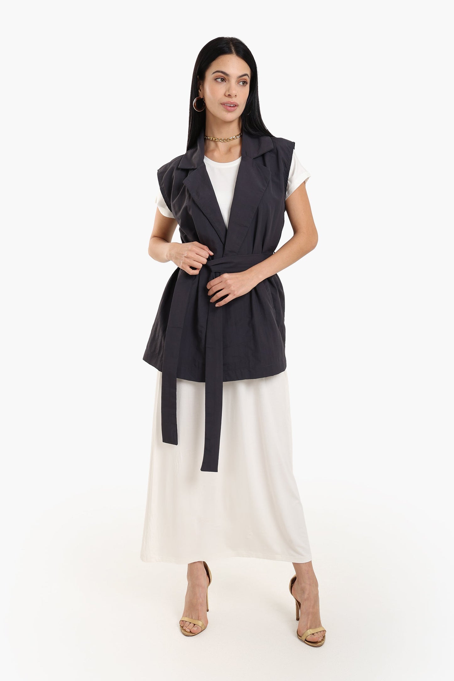 Dark Grey Notch Collar Vest