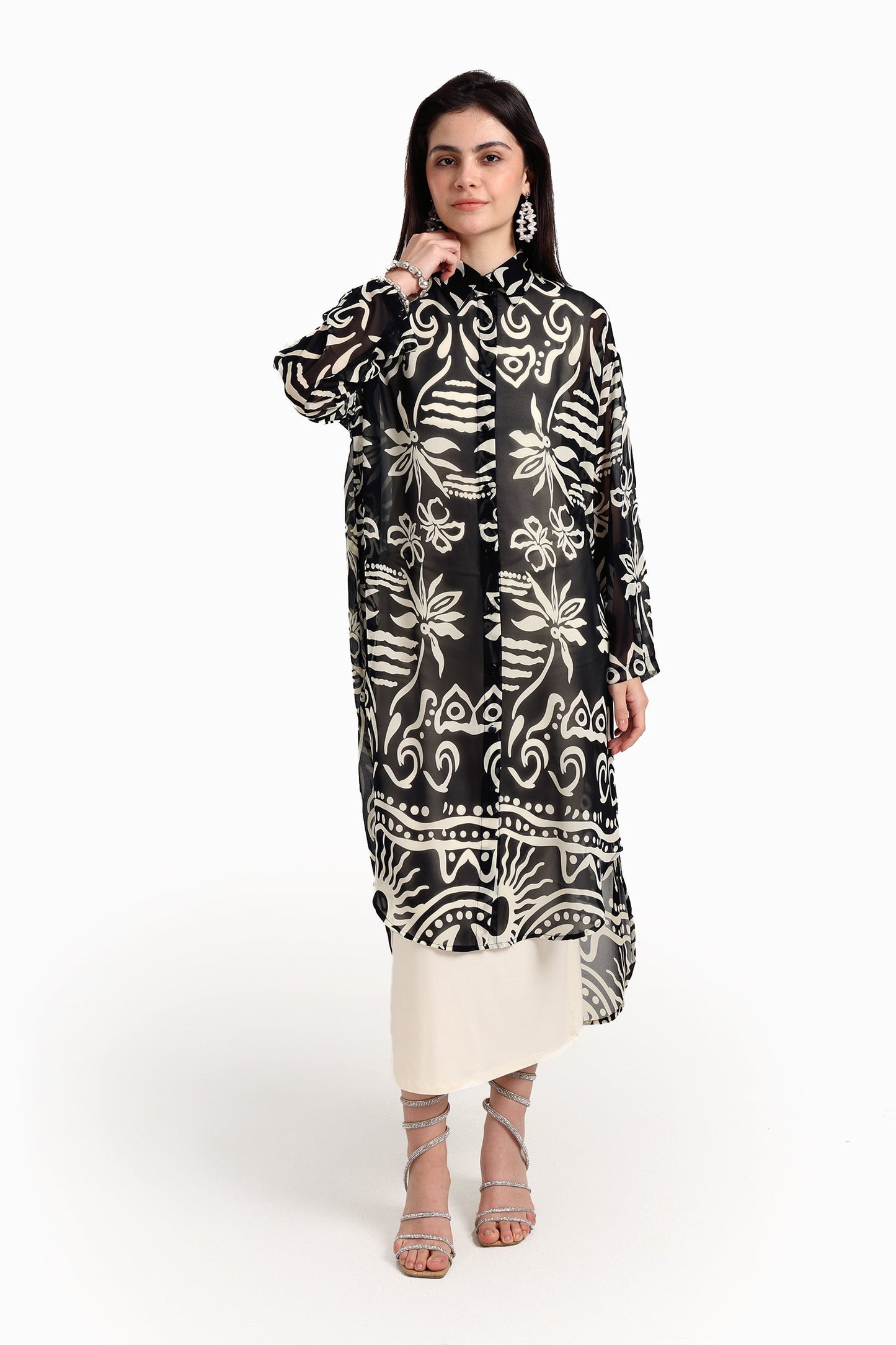 فستان ميدي مطبوع أنيق