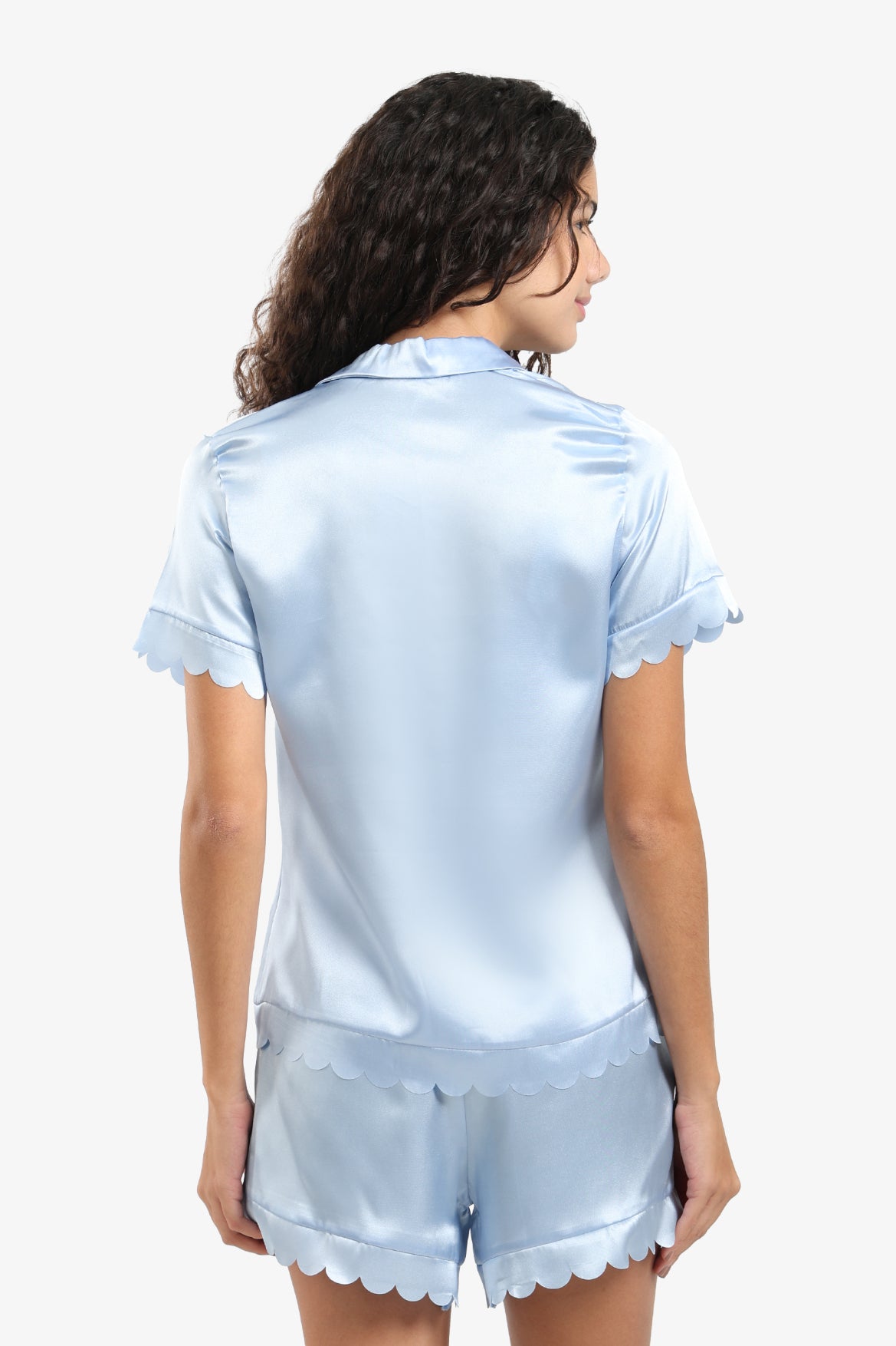 طقم بيجامة سادة باللون الأزرق