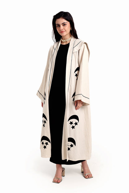 Beige Crescent & Stars Kimono