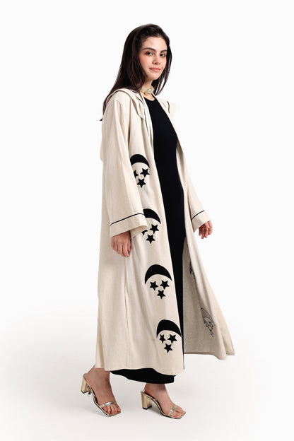 Beige Crescent & Stars Kimono