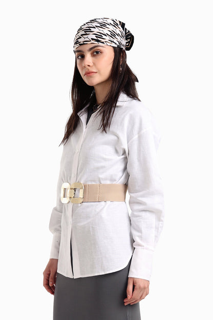 قميص كتان بأكمام طويلة