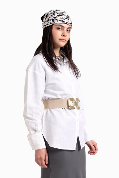 قميص كتان بأكمام طويلة