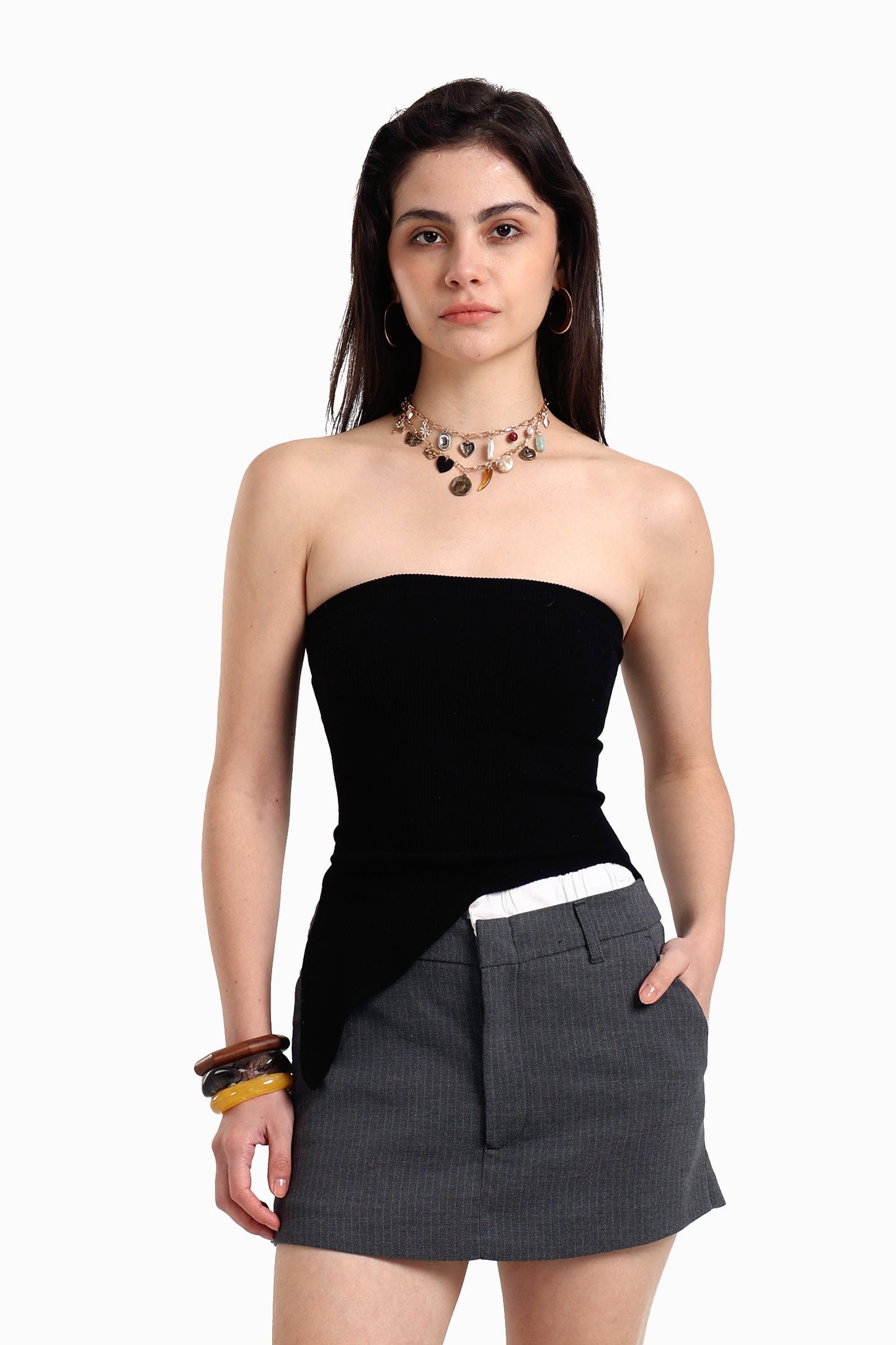Asymmetrical Strapless Top
