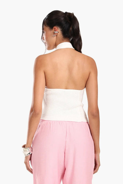 Asymmetrical Knitted Halter Top