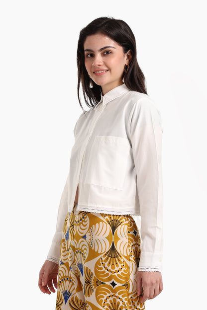 قميص بوبلين أبيض عاجي