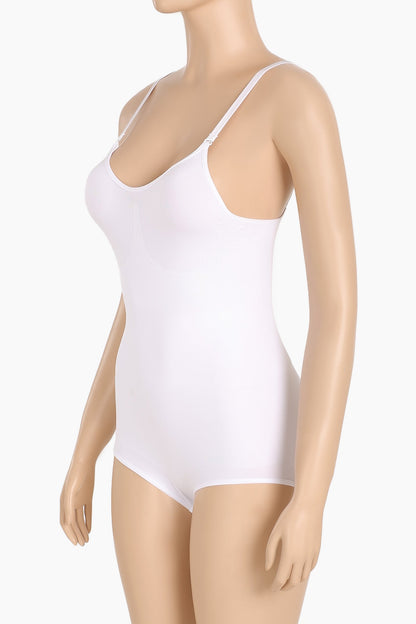 بدلة جسم ضيقة بدون درزات باللون الأبيض