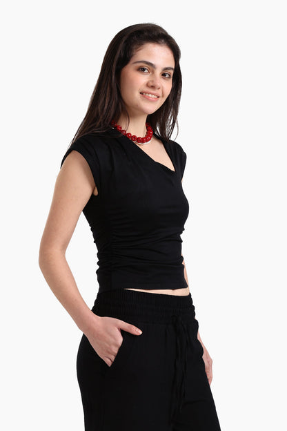 Asymmetric V-Neck Top