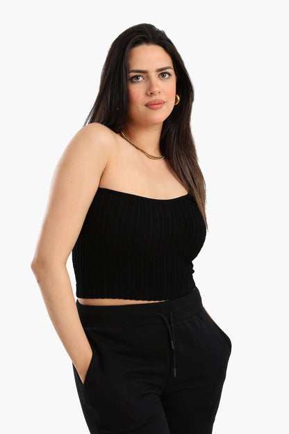 One Shoulder Ribbed Crop Top