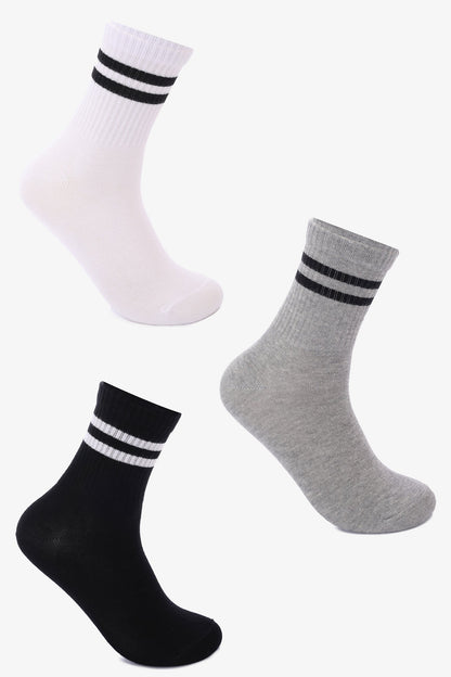 Contrast Striped Socks - 3 Pairs