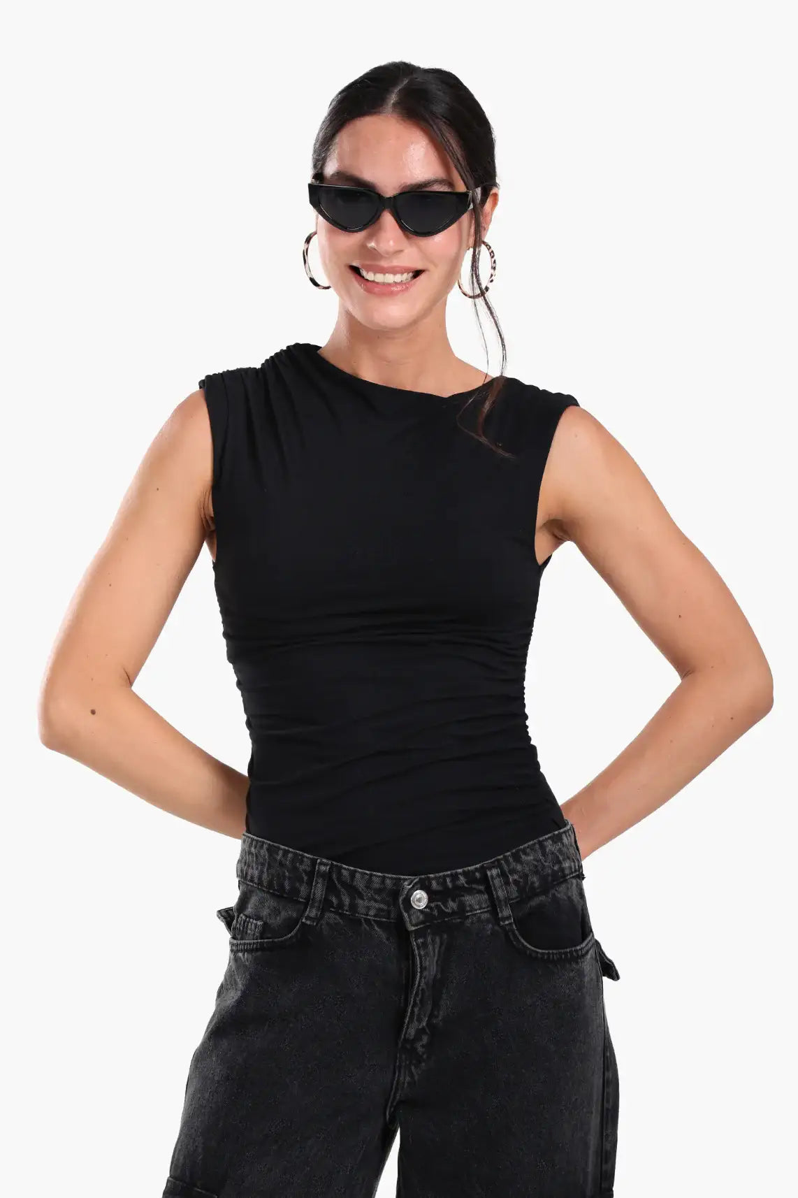 Ruched Side Sleeveless Top