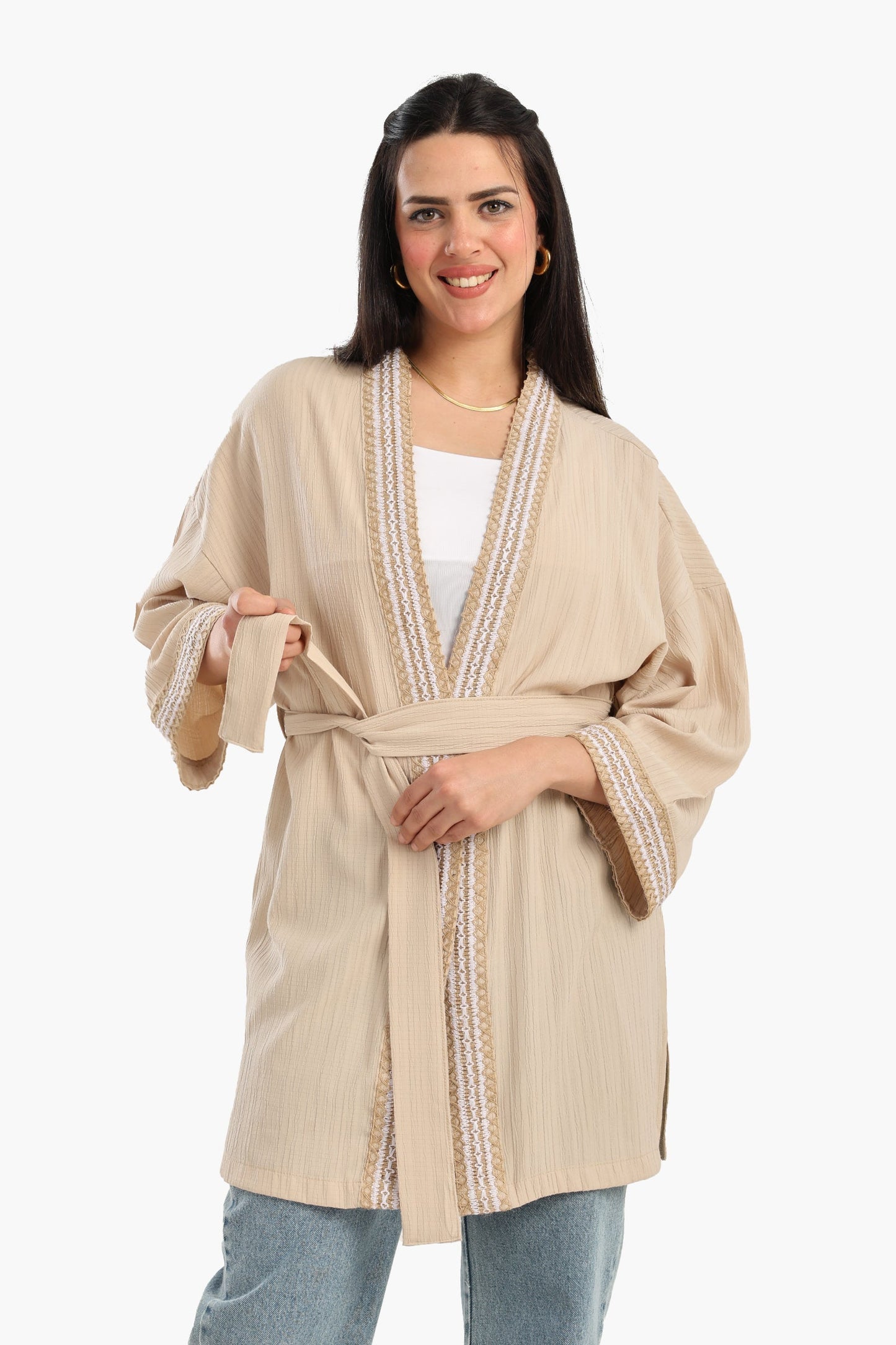 كيمونو مضلع مع تطريز