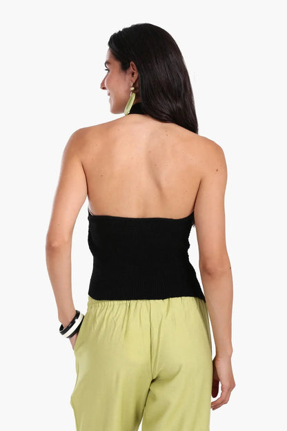 Asymmetrical Knitted Halter Top