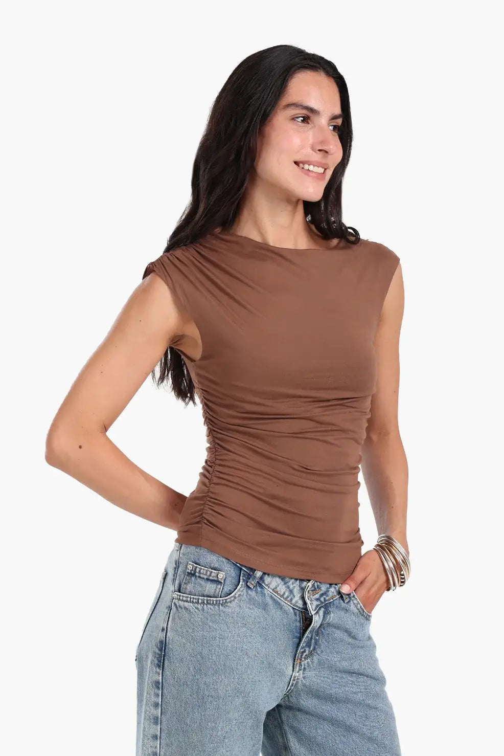 Ruched Side Sleeveless Top