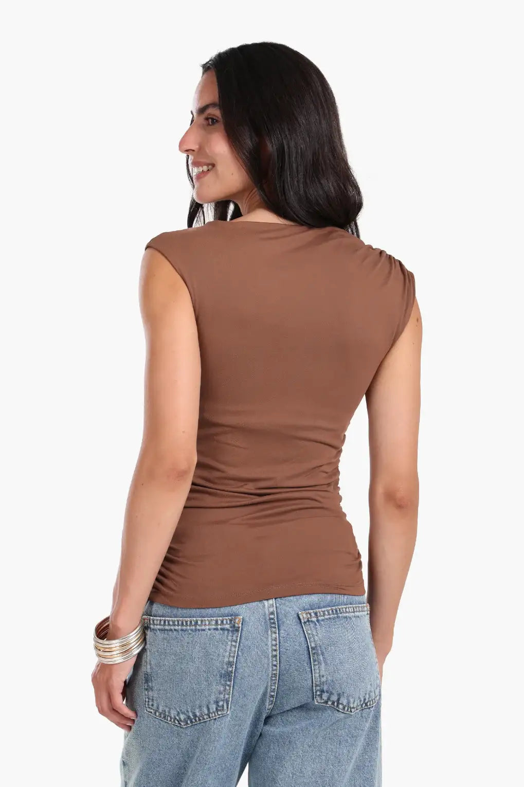 Ruched Side Sleeveless Top