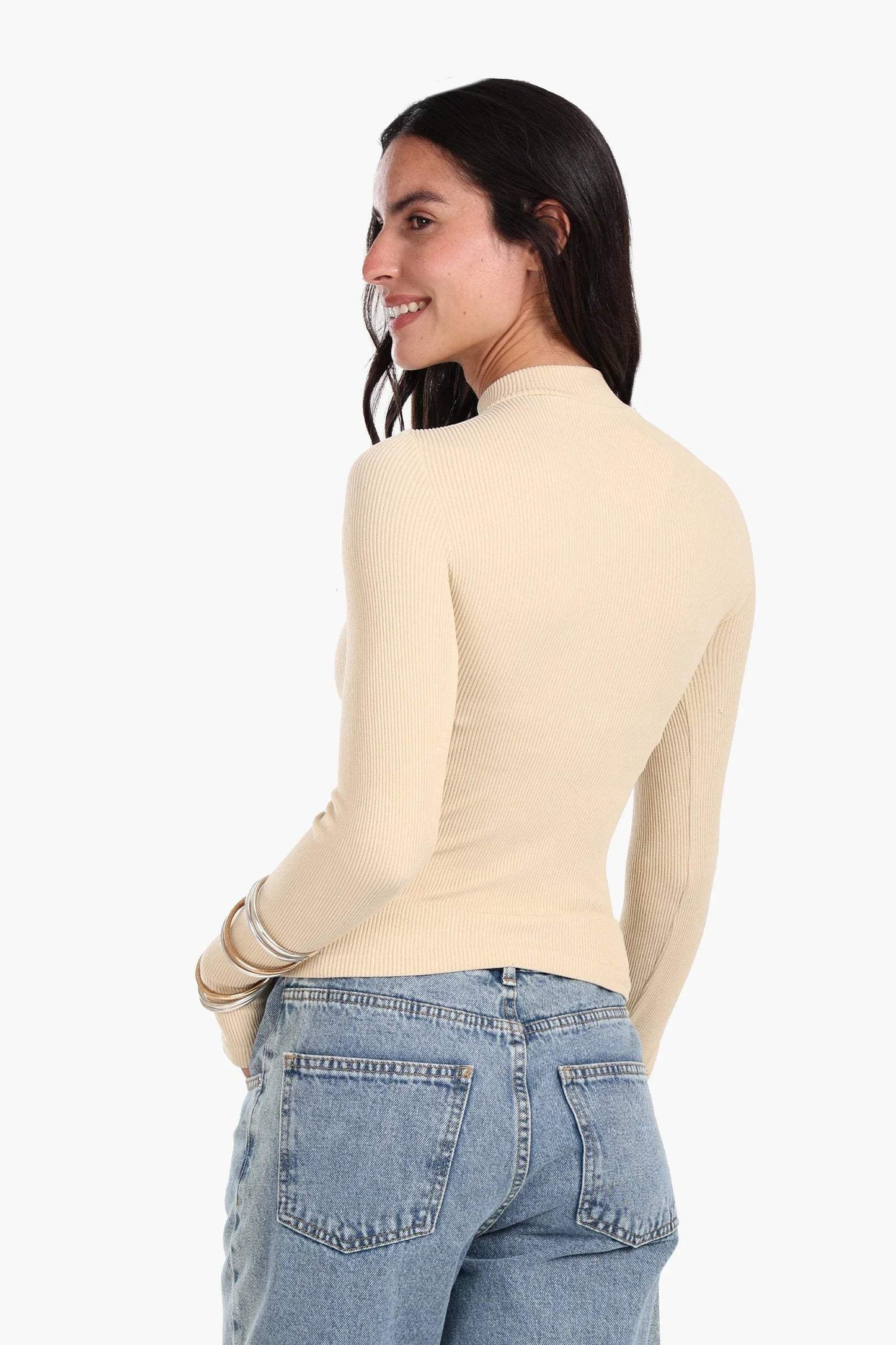 High Neck Top with Thumbhole
