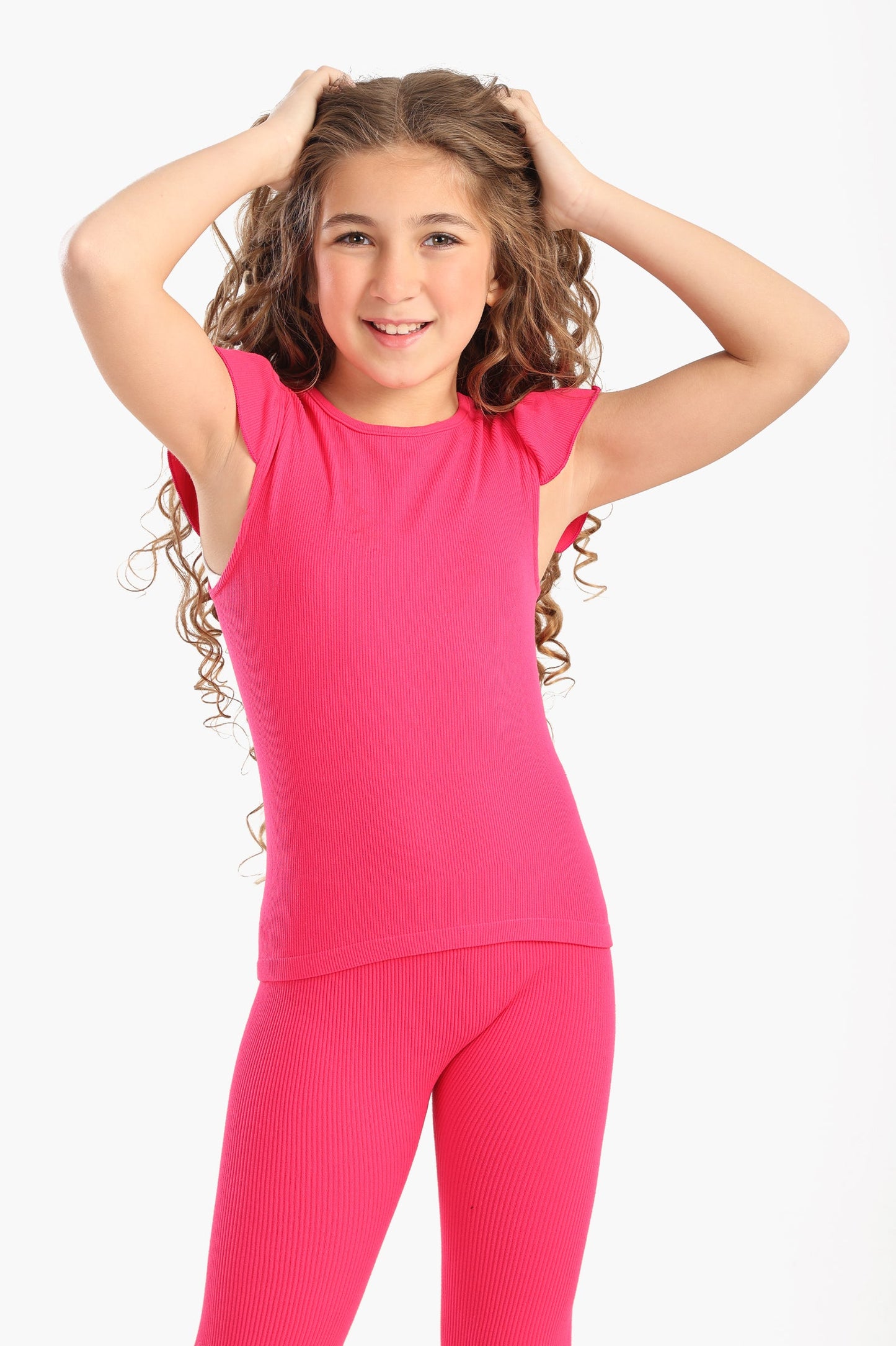 بلوزة مضلعة بكشكشة للبنات