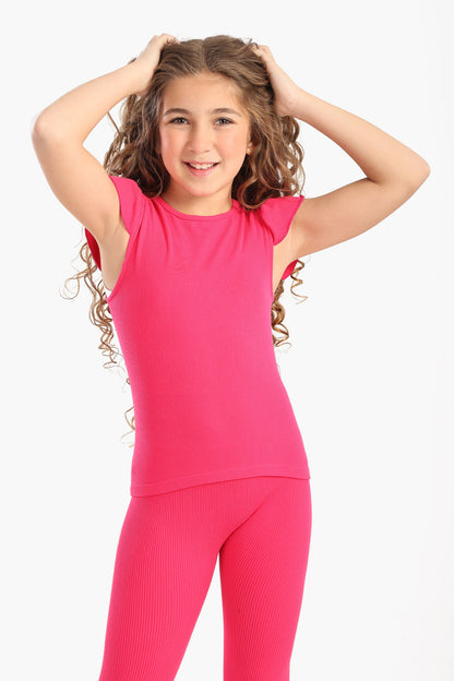 بلوزة مضلعة بكشكشة للبنات