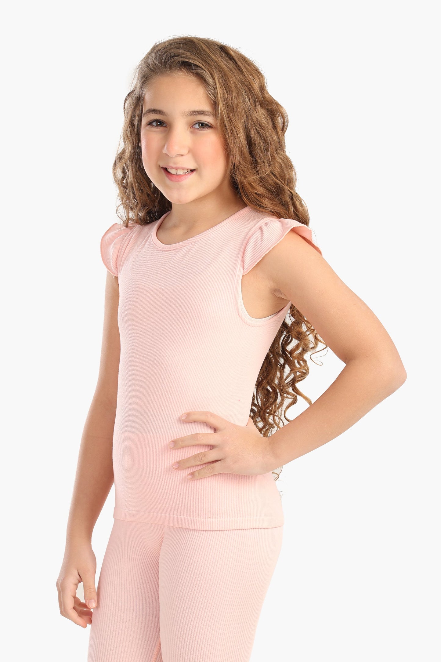 بلوزة مضلعة بكشكشة للبنات