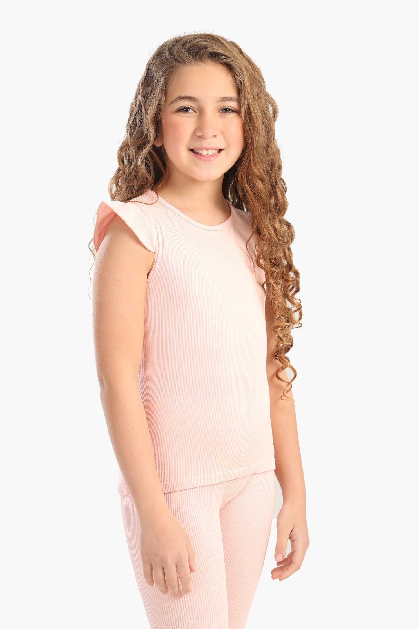 بلوزة مضلعة بكشكشة للبنات