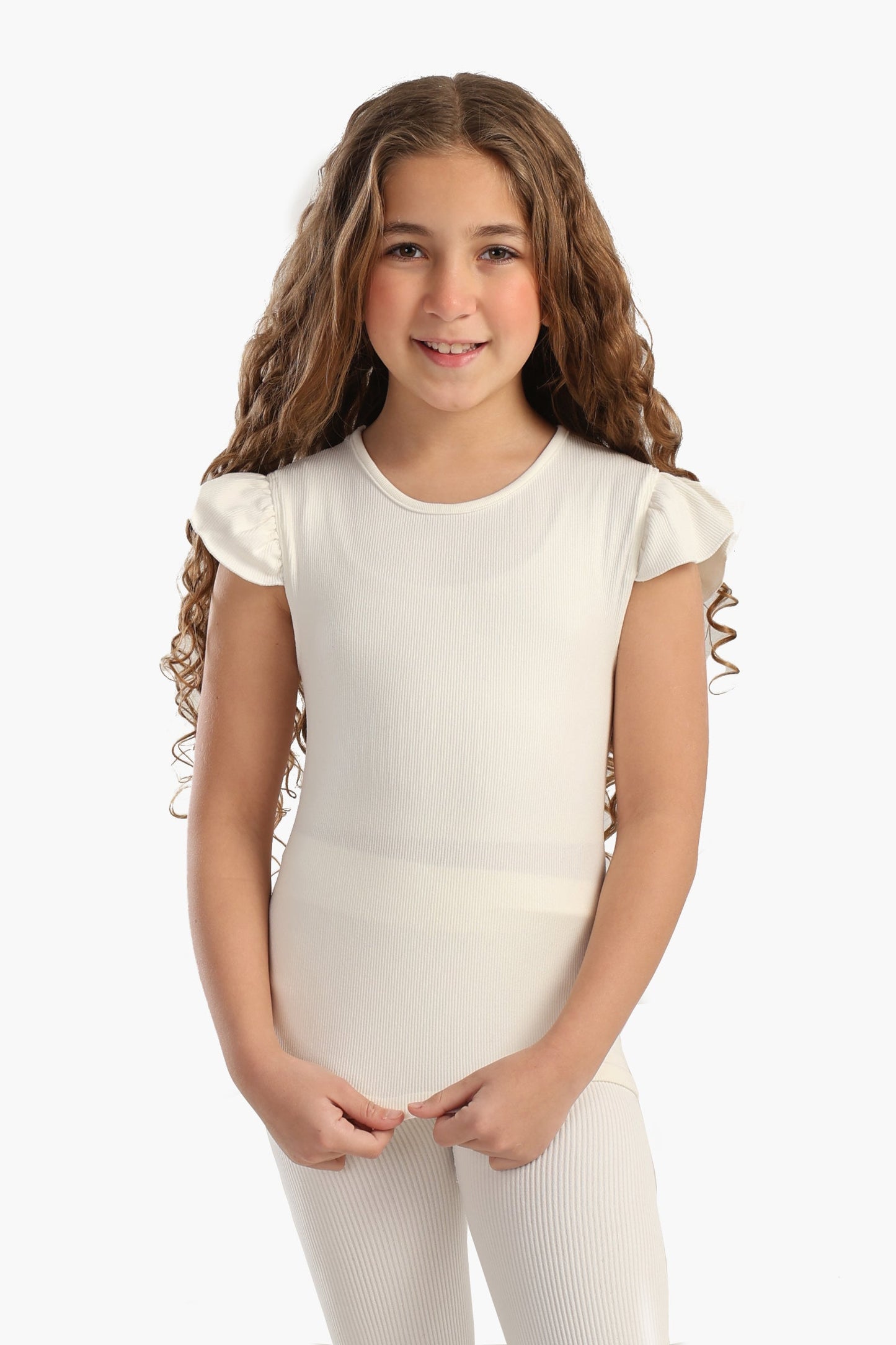 بلوزة مضلعة بكشكشة للبنات