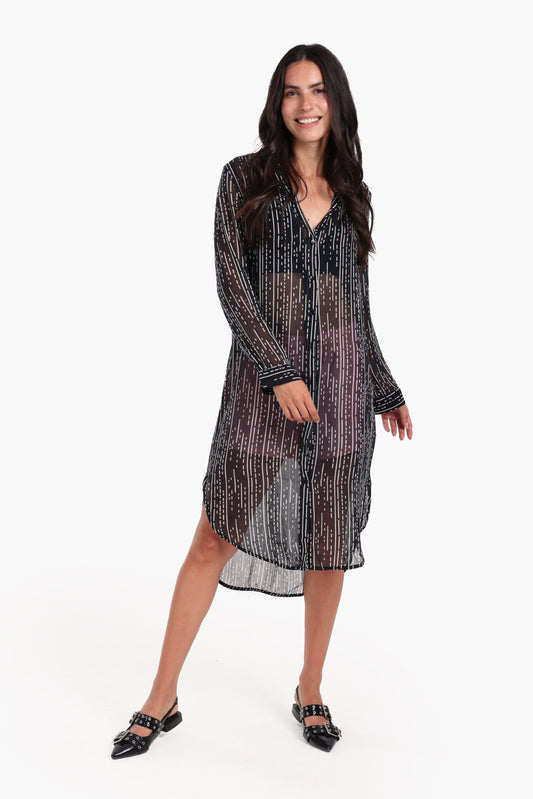 Chiffon Long Sleeves Shirt Dress