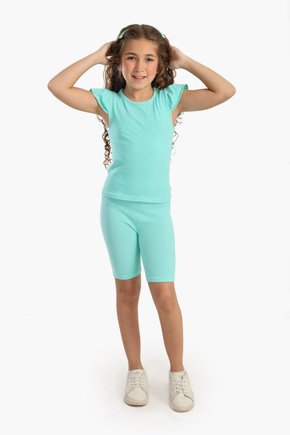 بلوزة مضلعة بكشكشة للبنات