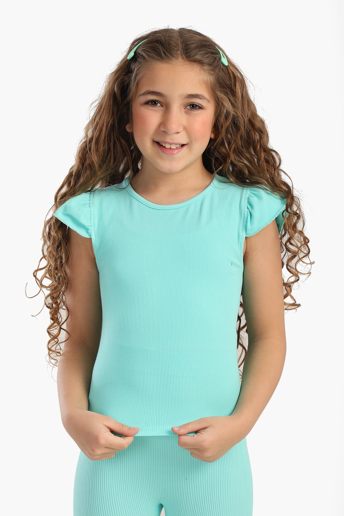 بلوزة مضلعة بكشكشة للبنات